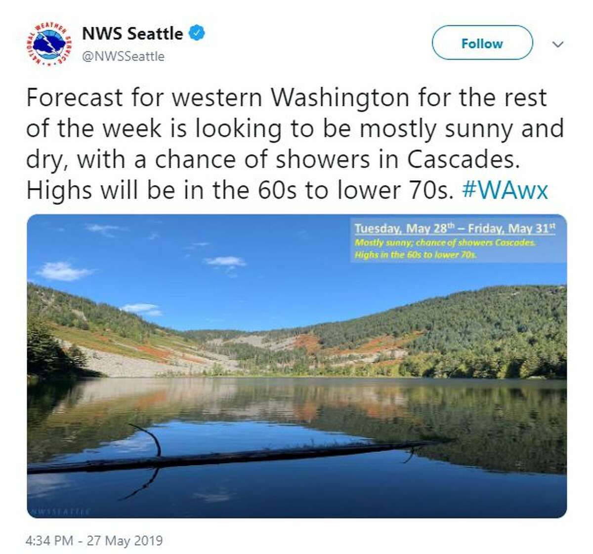 Warm, sunny conditions in Seattle expected to continue all week long