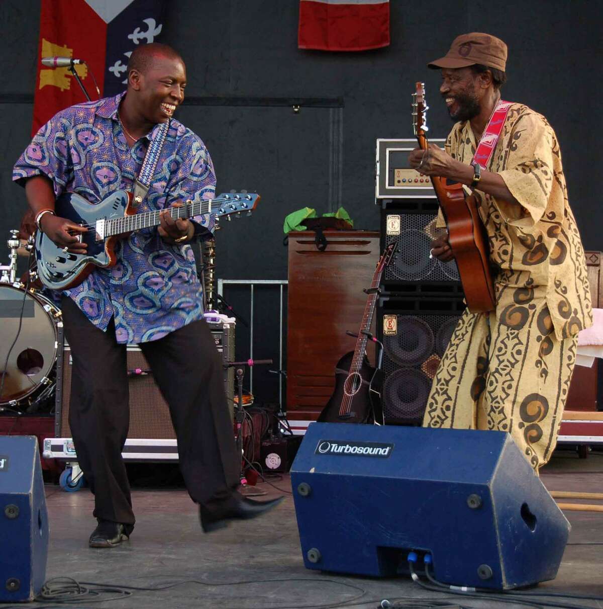 Vieux Farka Toure with band mate Mama Sissoko at Fete de Marquette