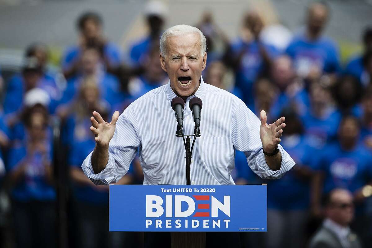 FILE - In this Saturday, May 18, 2019 file photo, Democratic presidential candidate, former Vice President Joe Biden speaks during a campaign rally at Eakins Oval in Philadelphia. North Korea on Wednesday, May 22, 2019, labeled Biden a "fool of low IQ" and an "imbecile bereft of elementary quality as a human being" after the Democratic presidential hopeful during a recent speech called North Korean leader Kim Jong Un a tyrant. (AP Photo/Matt Rourke, File)