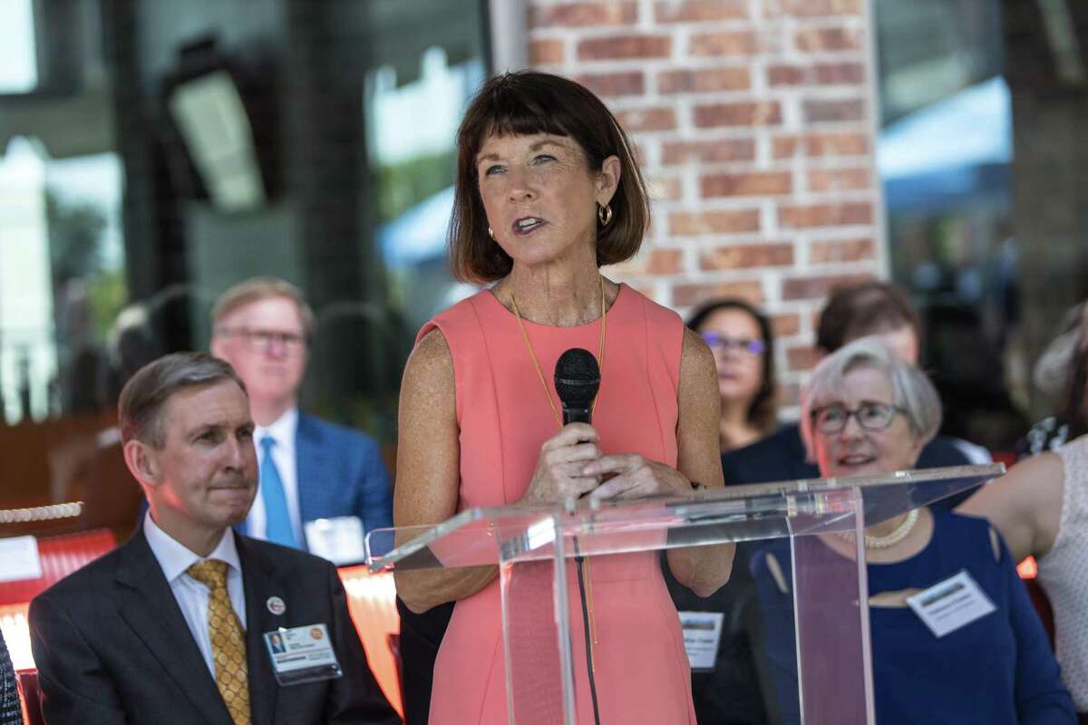 Dr. Susan Blaney of Texas Children’s Director of Cancer & Hematology Centers speaks at the May 15, 2019, opening of the Halo House Foundation's new 33-unit facility.
