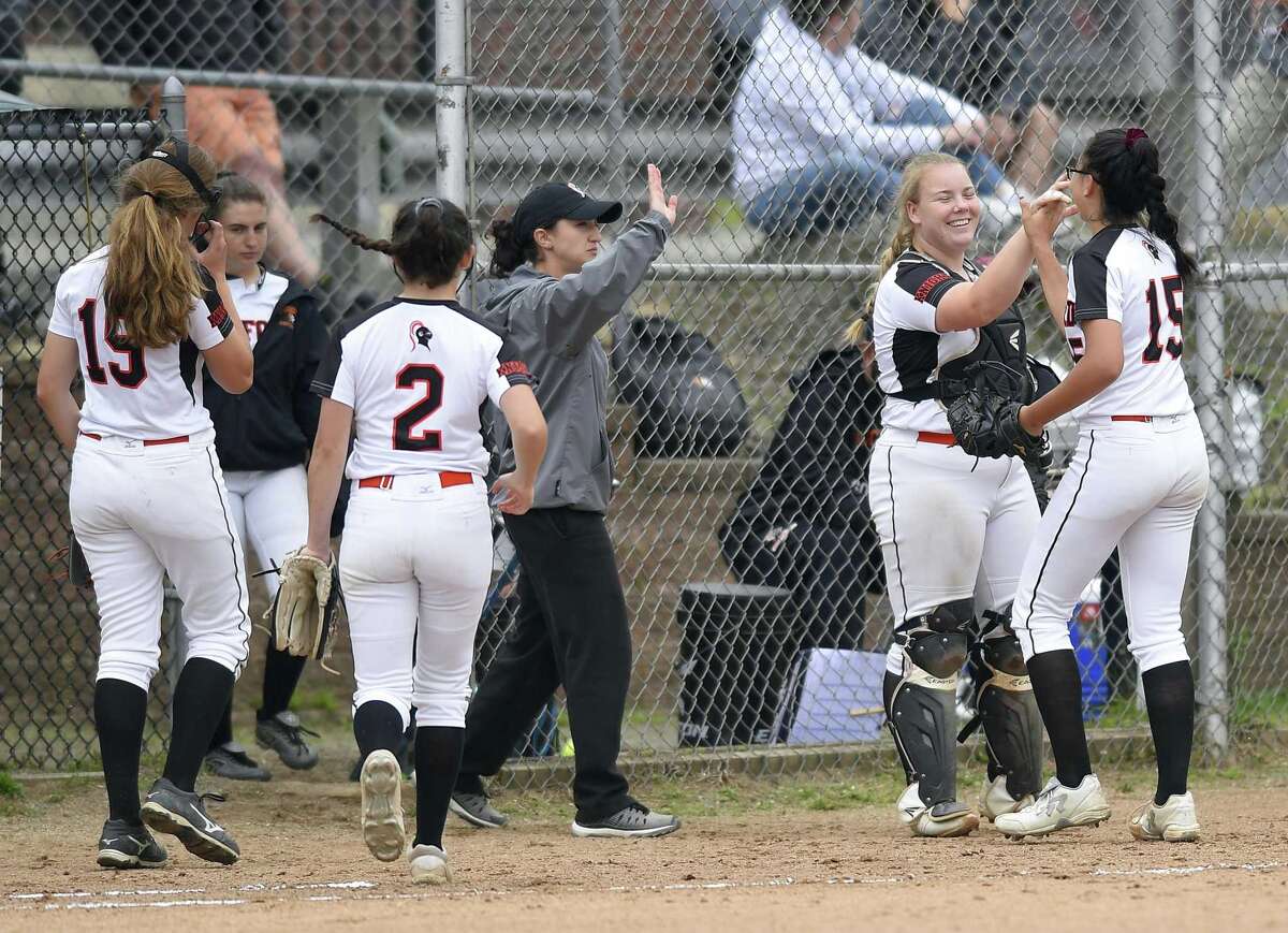 Stamford defeated New Milford 10-0 in a CIAC Class LL softball tournament at Stamford High School on May 29, 2019 in Stamford, Connecticut.