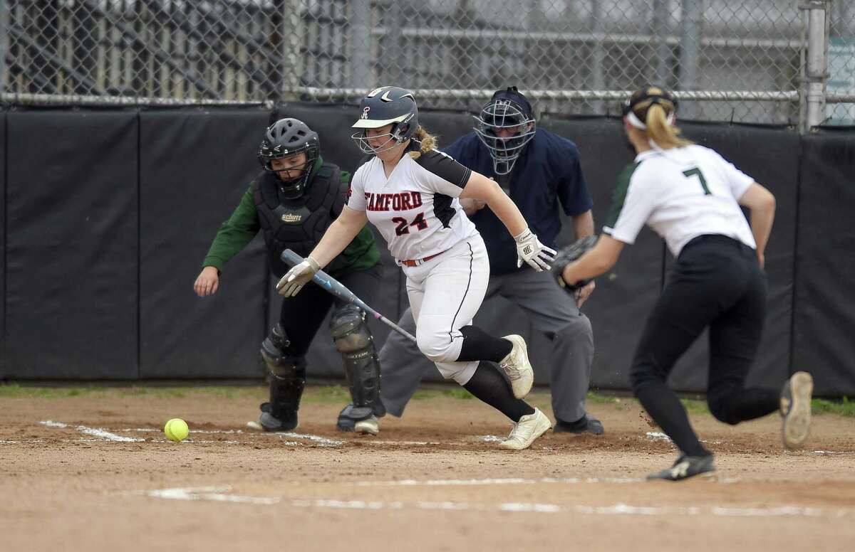 Stamford defeated New Milford 10-0 in a CIAC Class LL softball tournament at Stamford High School on May 29, 2019 in Stamford, Connecticut.