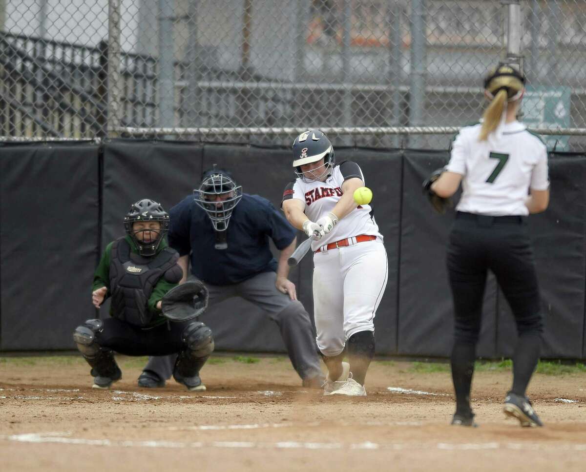 Stamford defeated New Milford 10-0 in a CIAC Class LL softball tournament at Stamford High School on May 29, 2019 in Stamford, Connecticut.