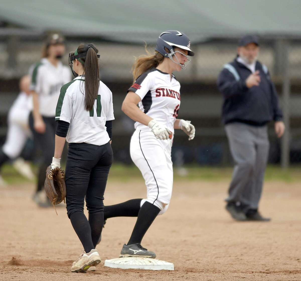 Stamford defeated New Milford 10-0 in a CIAC Class LL softball tournament at Stamford High School on May 29, 2019 in Stamford, Connecticut.