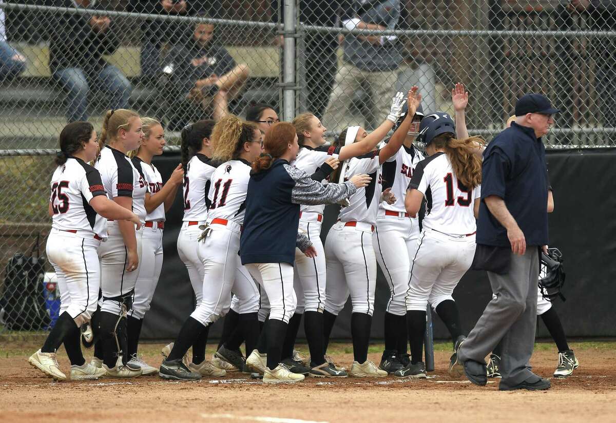 Stamford defeated New Milford 10-0 in a CIAC Class LL softball tournament at Stamford High School on May 29, 2019 in Stamford, Connecticut.