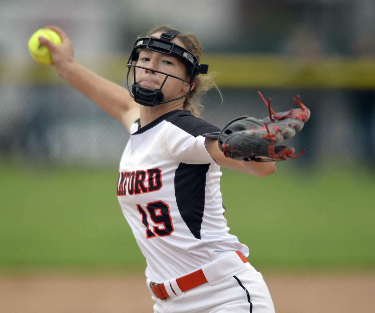Stamford defeated New Milford 10-0 in a CIAC Class LL softball tournament at Stamford High School on May 29, 2019 in Stamford, Connecticut.