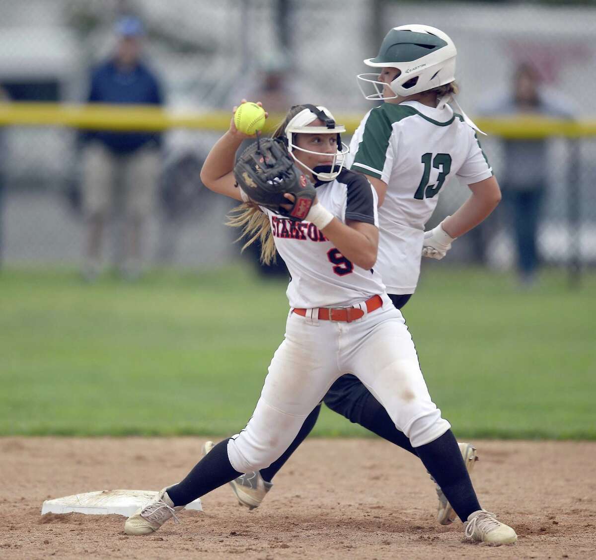 Stamford defeated New Milford 10-0 in a CIAC Class LL softball tournament at Stamford High School on May 29, 2019 in Stamford, Connecticut.