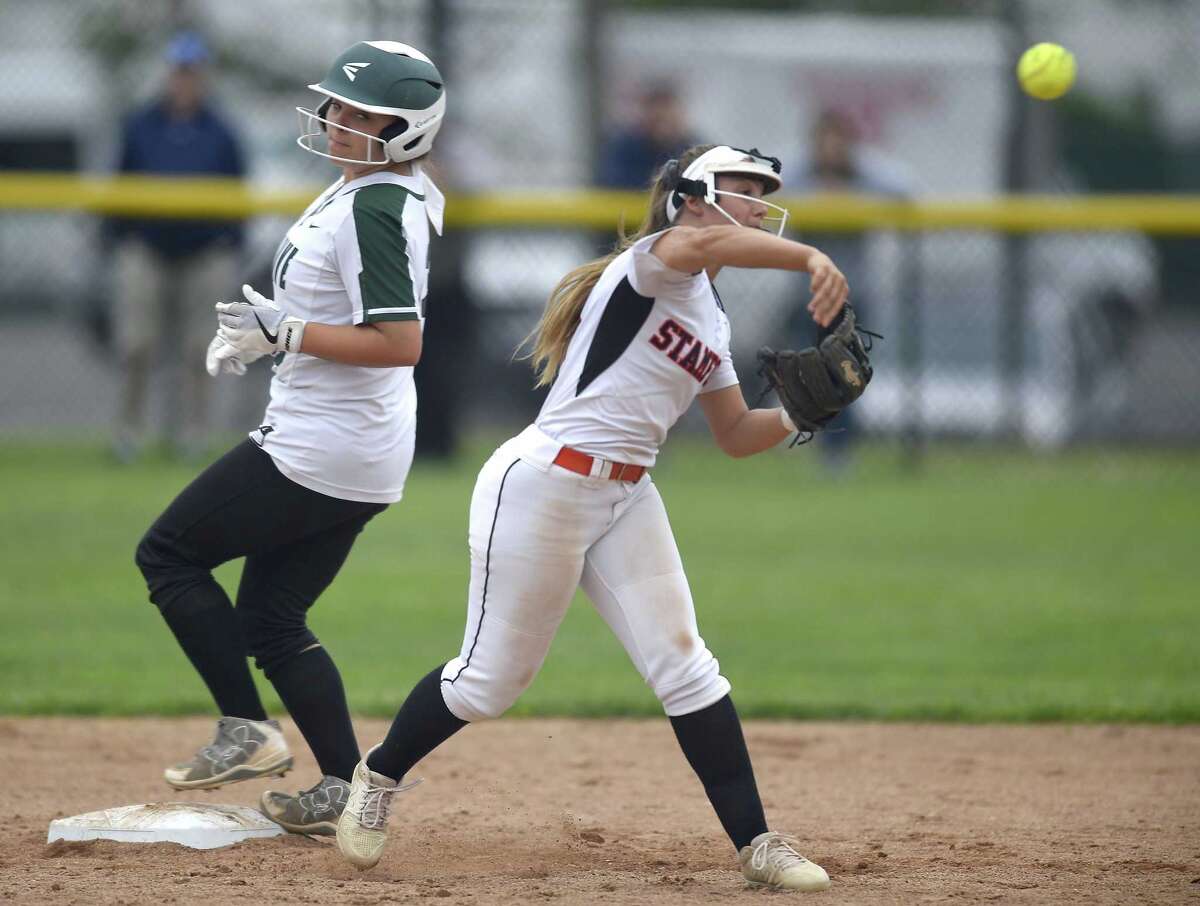 Stamford defeated New Milford 10-0 in a CIAC Class LL softball tournament at Stamford High School on May 29, 2019 in Stamford, Connecticut.