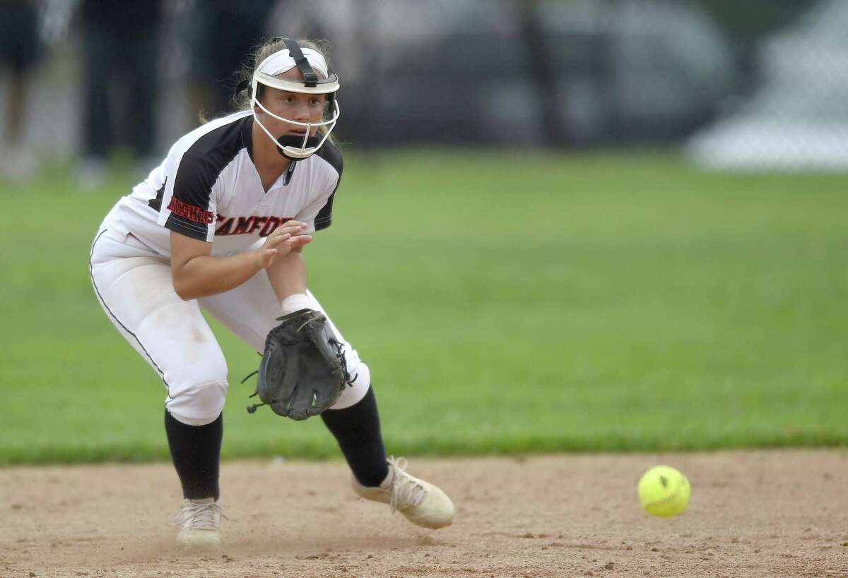 Stamford defeated New Milford 10-0 in a CIAC Class LL softball tournament at Stamford High School on May 29, 2019 in Stamford, Connecticut.