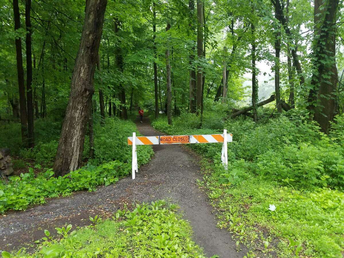 Some trails in Waveny Park in New Canaan are blocked off on Thursday, May 30, 2019 as the search for Jennifer Dulos enters its sixth day. The 50-year-old mother of five, who was going through a bitter divorce and custody battle, has not been seen since she dropped her children off at school Friday, May 24, 2019.