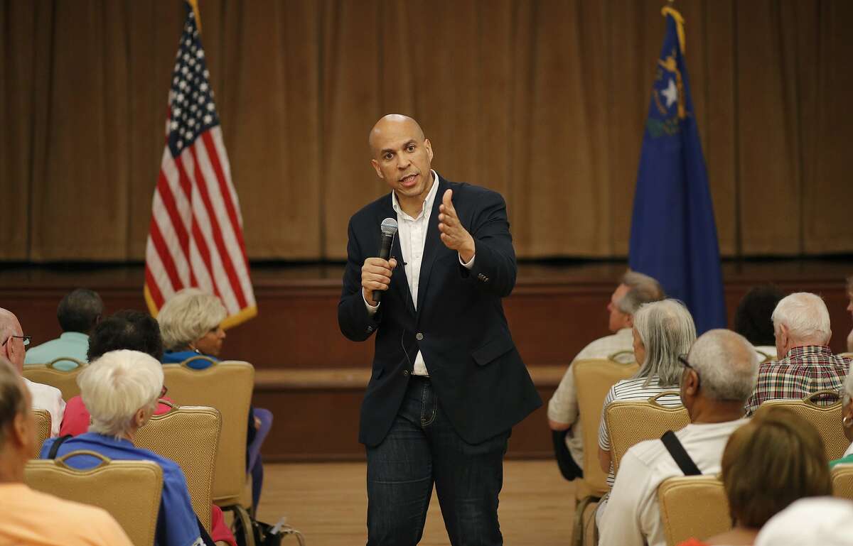 Democratic presidential candidate Sen. Cory Booker, D-N.J., speaks at a campaign event Tuesday, May 28, 2019, in Henderson, Nev. (AP Photo/John Locher)