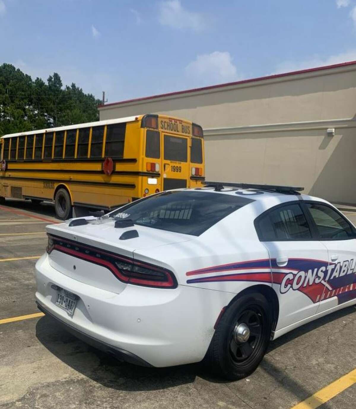 Tweeted photo of the school bus provided by Harris County Pct. 4.