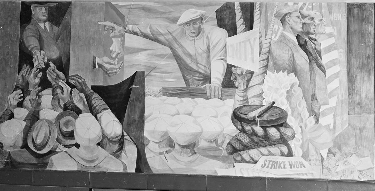 Anton Refrigier murals at the Rincon Annex post office in san Francisco 05/12/1948