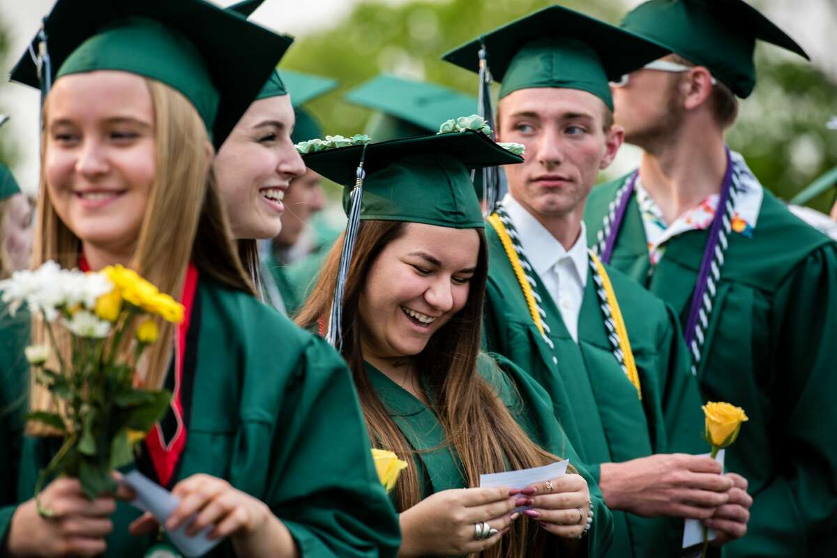 Graduates wait for the commencement ceremony to begin at Freeland High School on Thursday. (Danielle McGrew Tenbusch/for the Daily News)