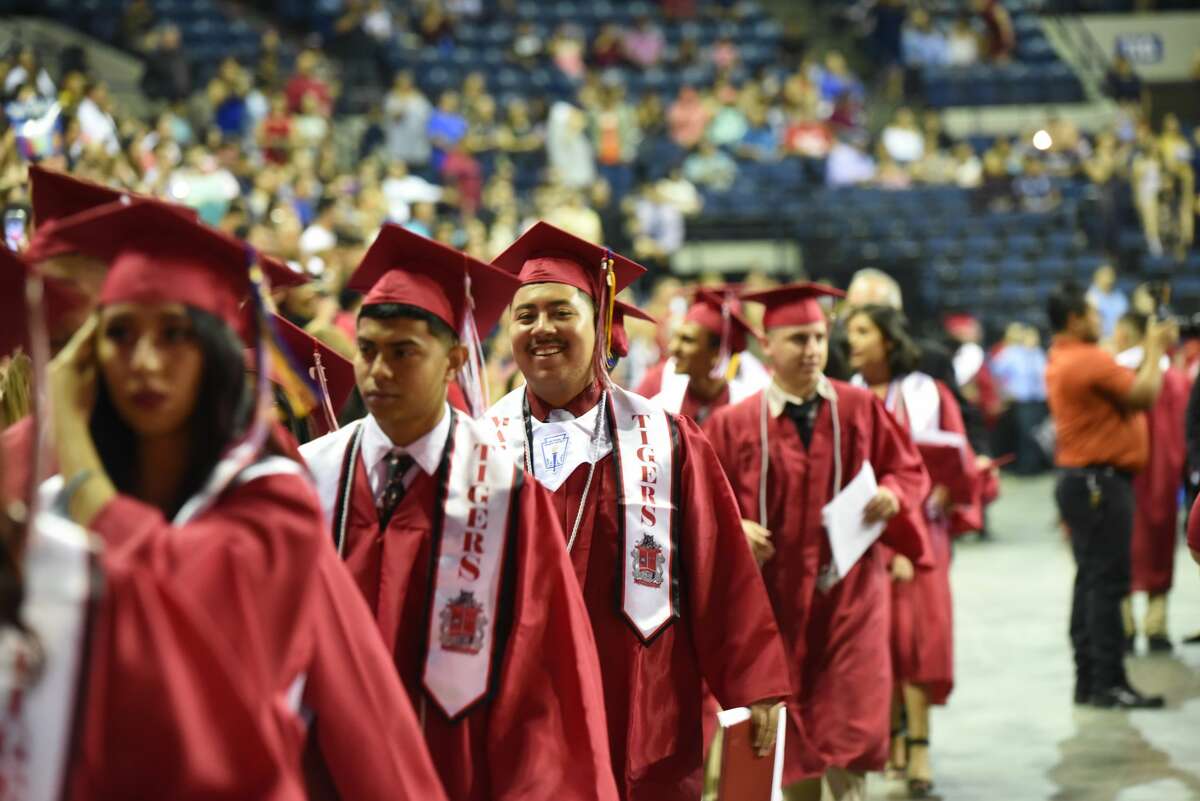 Martin Graduate students walk the stage and receive their degrees after years of work during Martin High Schoolâs graduation at Sames Auto Arena, Thursday, May 30, 2019.