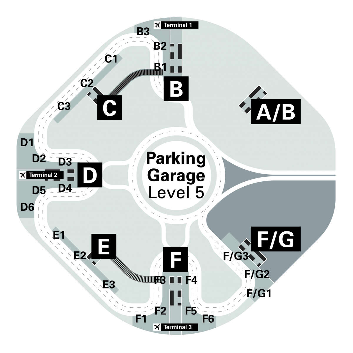 Here's a diagram of the new ridesharing pick up area on the top of SFO's domestic parking deck.