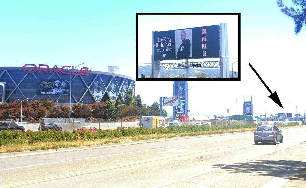 A Kawhi Leonard billboard popped up just outside Oracle Arena during the 2019 NBA Finals.
