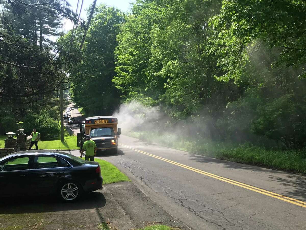 The Ridgefield Fire Department responded to a bus smoking heavily on George Washington Highway near the Old Mill Road intersection around 4 p.m. on Friday afternoon. No injuries were reported, and all children on the bus were evacuated, authorities said.