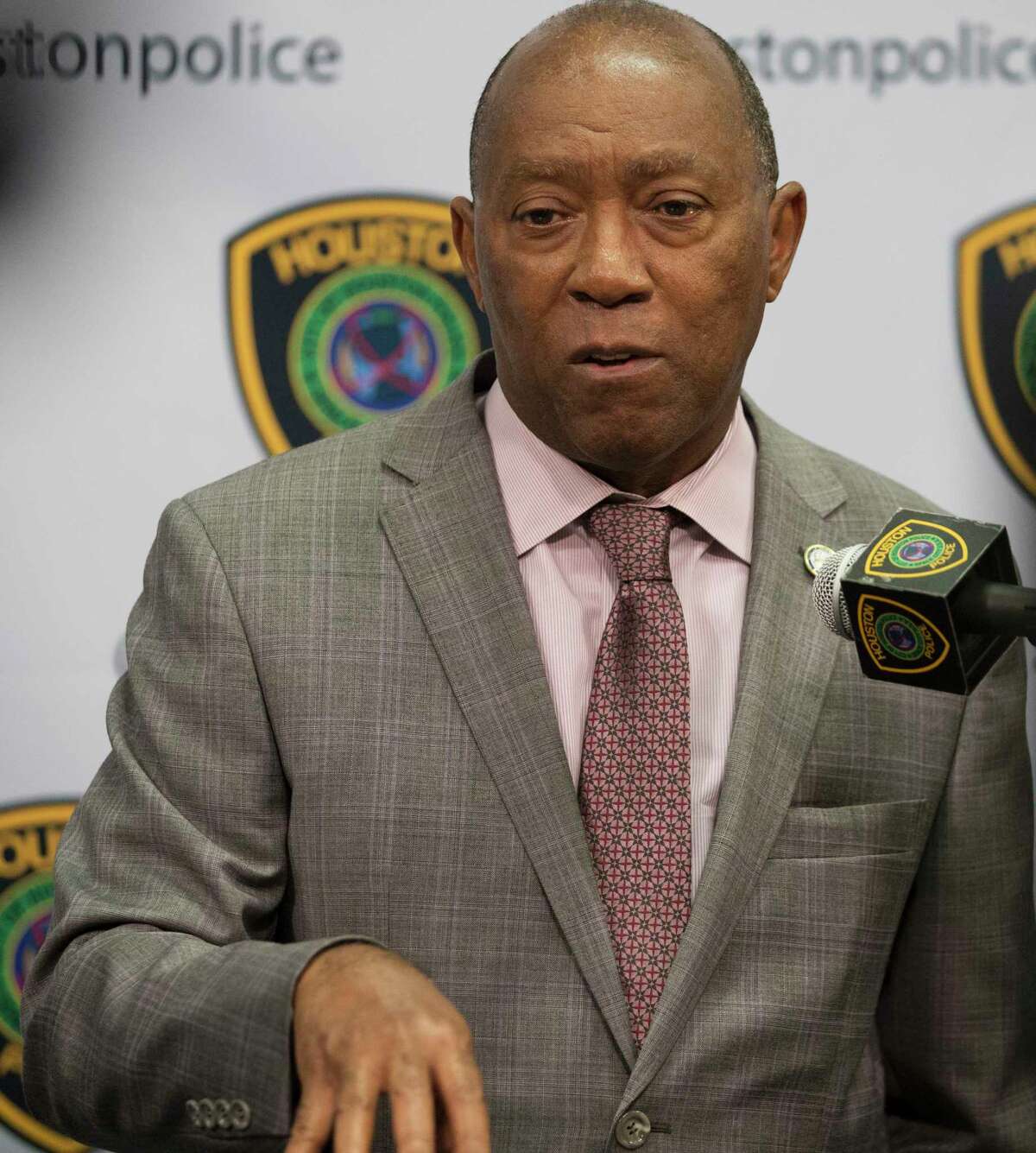 Houston Mayor Sylvester Turner joins Houston Police Department Executive Assistant Chief Troy Finner, not in photograph, to give updates on Maleah Davis' case during a press conference on Friday, May 31, 2019, in Houston. Officials said they believe the remains of a child found in a black garbage bag on an Arkansas roadside could be the missing 4-year-old.