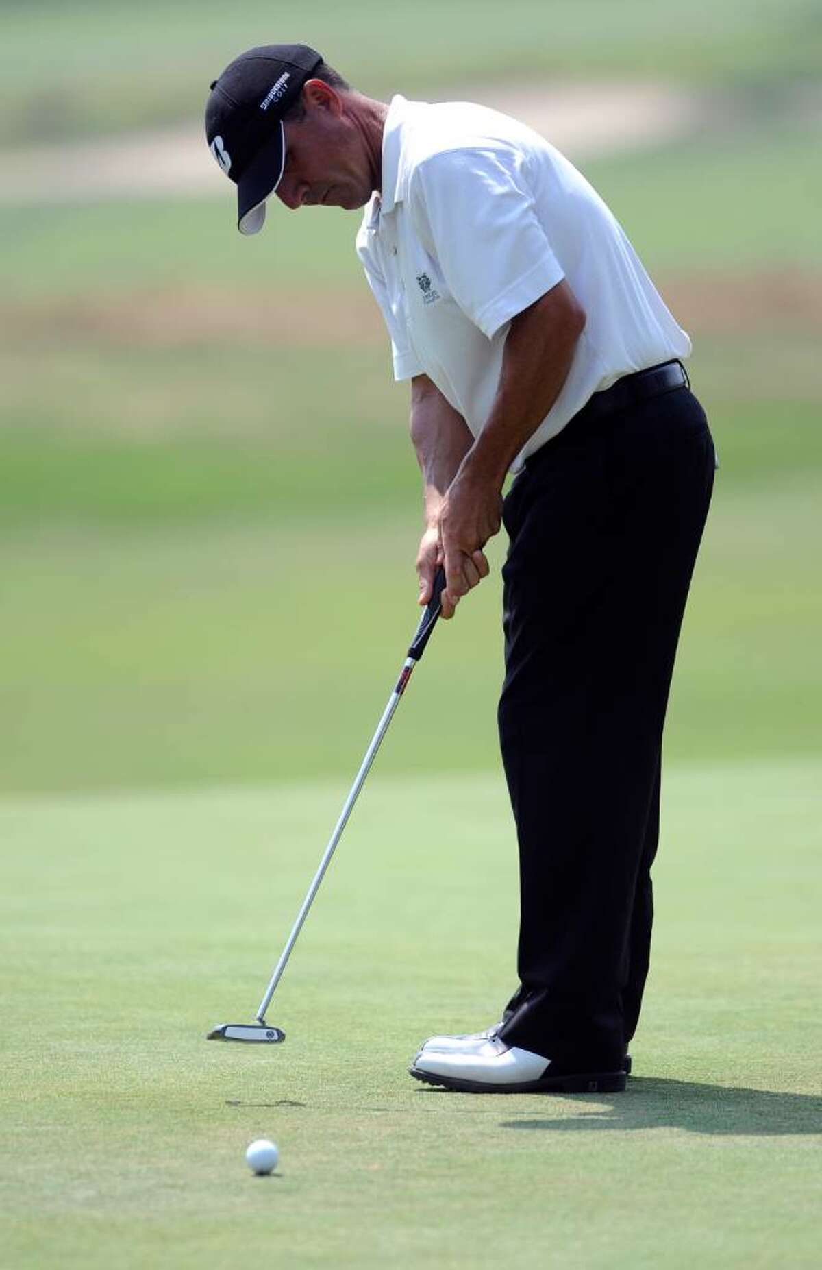 Bobby Gage competes in the Connecticut Open golf tournament at the Country Club of Fairfield on Wednesday, July 28, 2010.