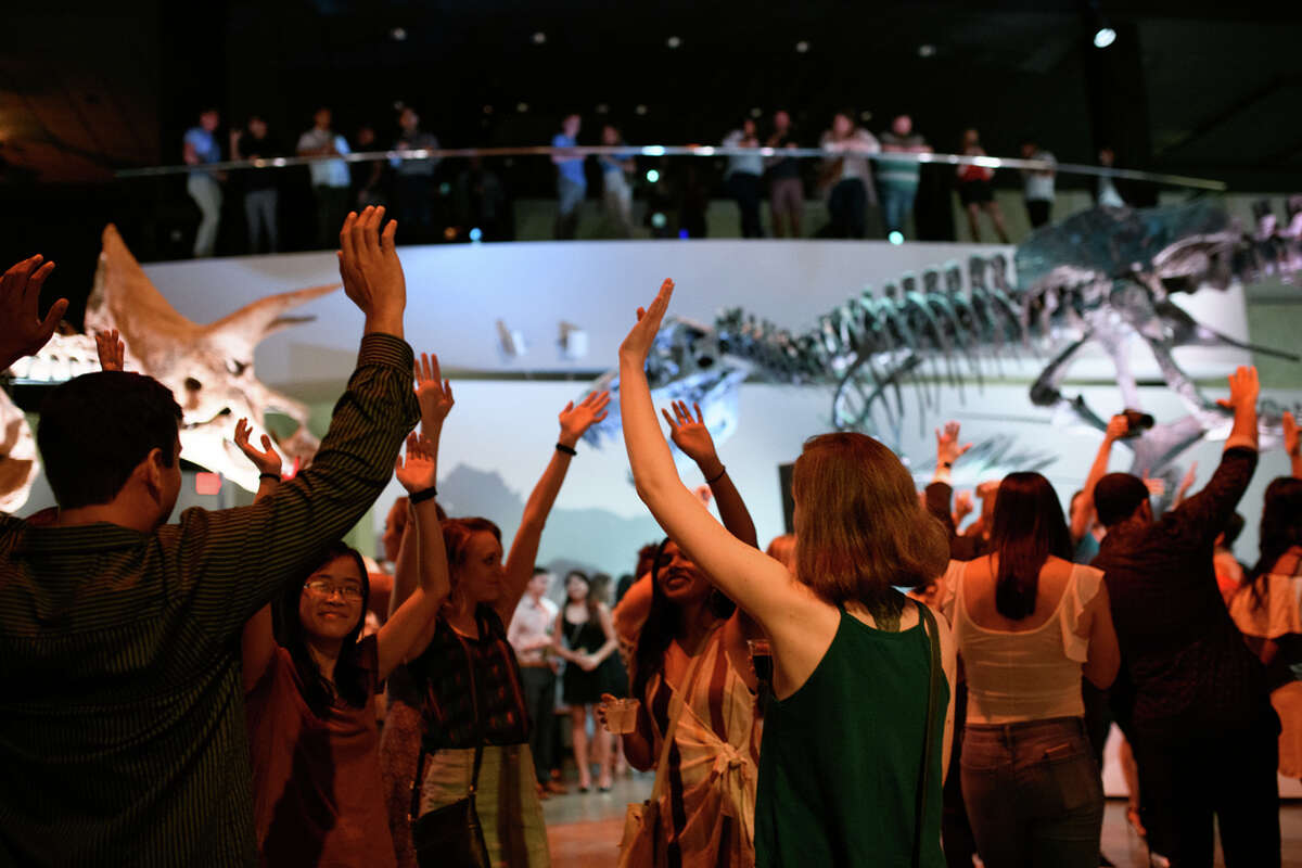 Guests party with dinosaurs at Houston Museum of Natural Science's