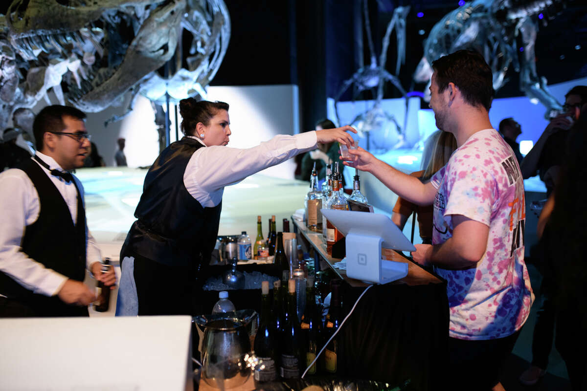 Guests party with dinosaurs at Houston Museum of Natural Science's