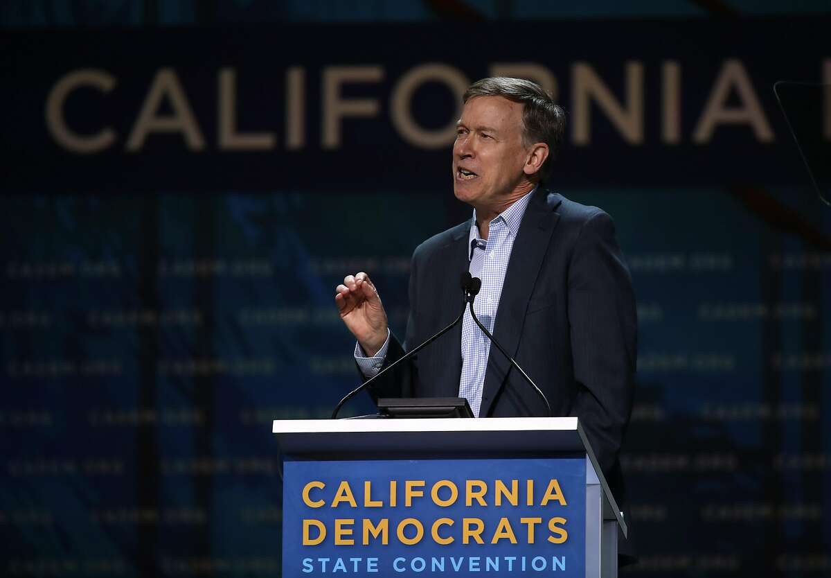 Democratic presidential candidate former Colorado Gov. John Hickenlooper speaks during the California Democrats 2019 State Convention at the Moscone Center on June 01, 2019 in San Francisco.