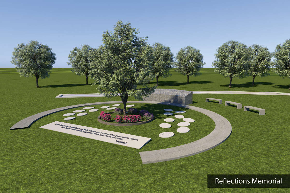 An artist rendering is pictured of a proposed memorial for the site of the Schoharie limo crash, in which 20 people died in 2018. The owners of the Apple Barrel Country Store, right next to the crash site, are donating the land and assisting in fundraising and designing the memorial.