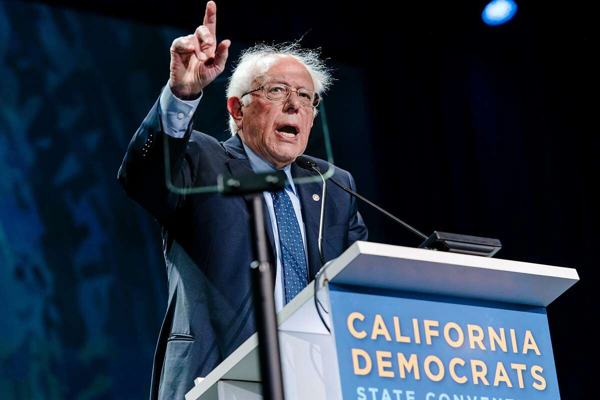 Senator Bernie Sanders speaks during the 2019 California Democratic Party convention held at the Moscone Center in San Francisco, Calif., on Sunday, June 2, 2019.