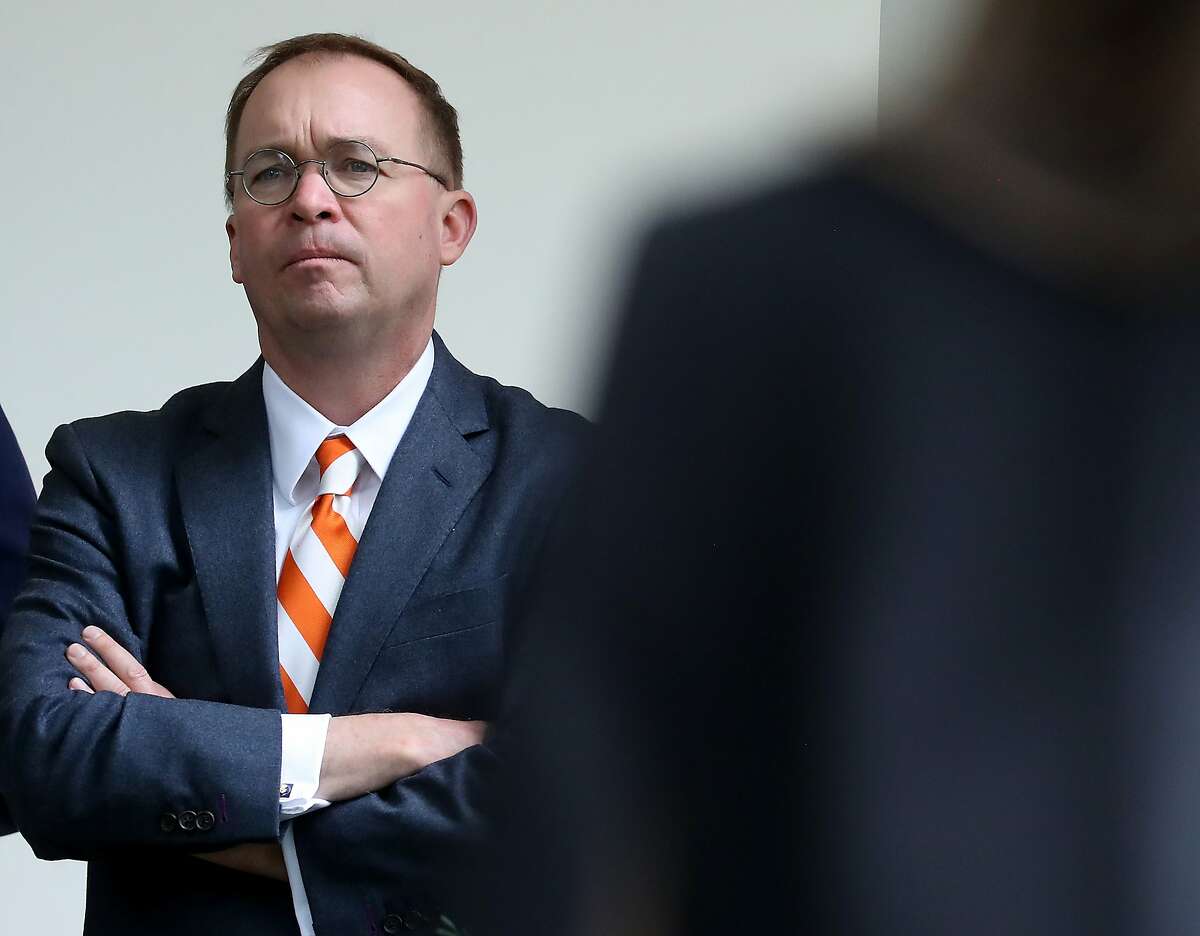 WASHINGTON, DC - MAY 22: White House Chief of Staff Mick Mulvaney listens to President Donald Trump speak about Robert Mueller's investigation into Russian interference in the 2016 presidential election in the Rose Garden at the White House May 22, 2019 in Washington, DC. Trump responded to House Speaker Nancy Pelosi saying he was engaged in a cover up. (Photo by Mark Wilson/Getty Images)