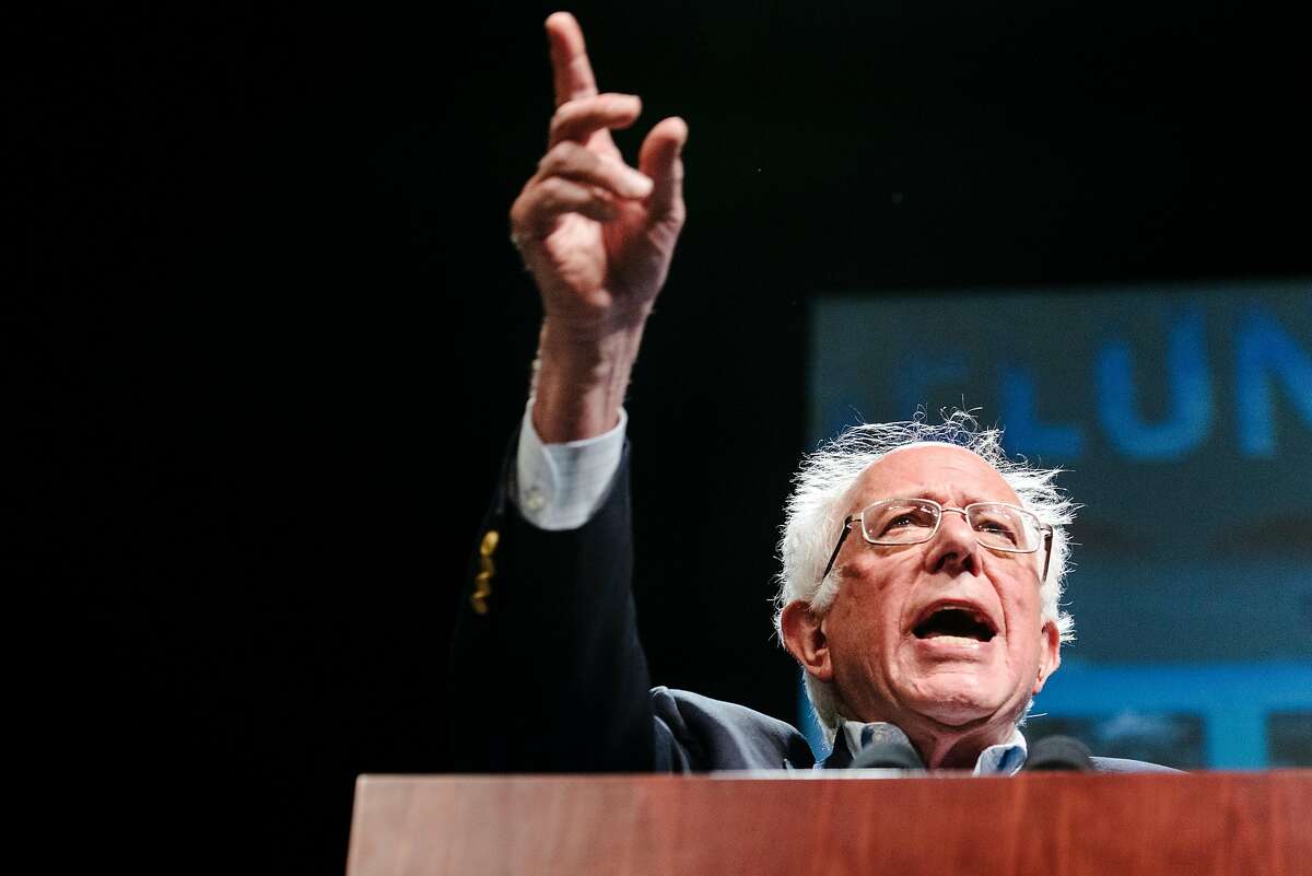 Senator Bernie Sanders speaks during the MoveOn Big Ideas Forum conference held at the Warfield Theater in San Francisco, Calif., on Saturday, June 1, 2019.