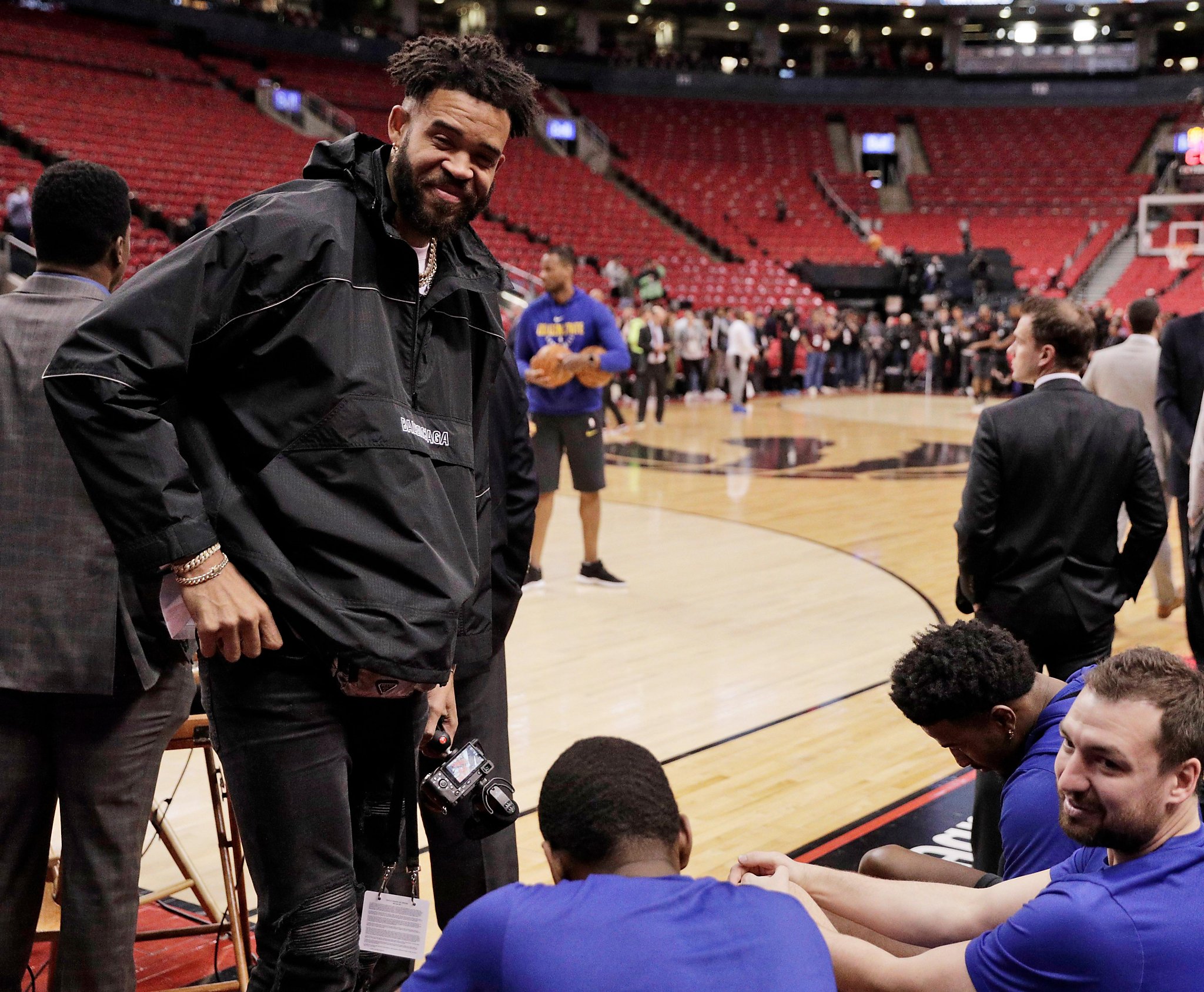 Former Warrior JaVale McGee shows up for Game 2 of NBA Finals