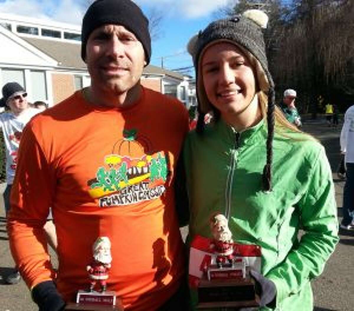 Jeff Kurjaka finished in 18:05 to lead all runners and Kate Romanchick was sixth overall, and the top female finisher for the third straight year, with a time of 19:17 at the Jingle Bell 5K Run.