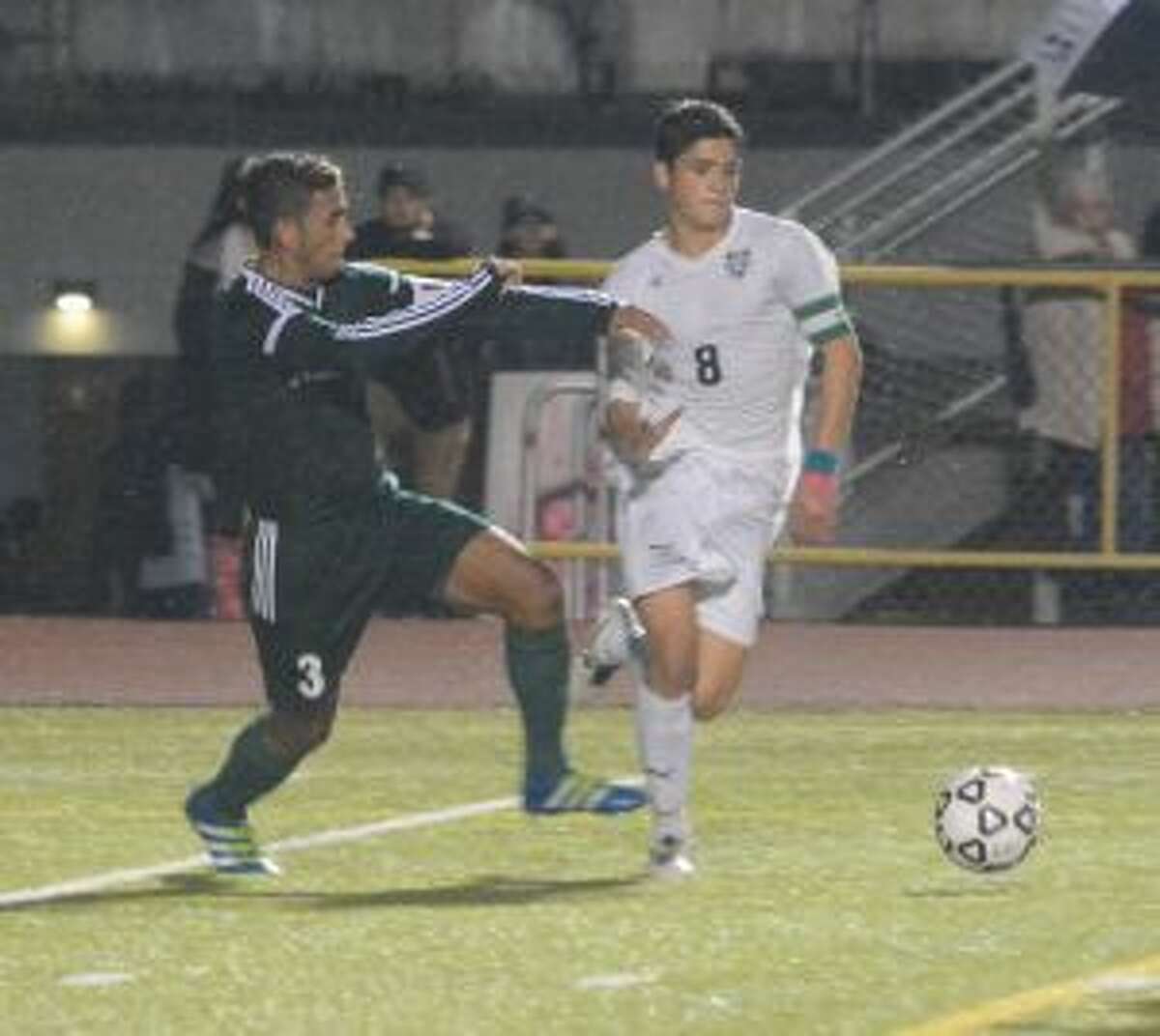 Chris Lancia (8) had a goal and an assist for Trumbull in its win over Wilton.