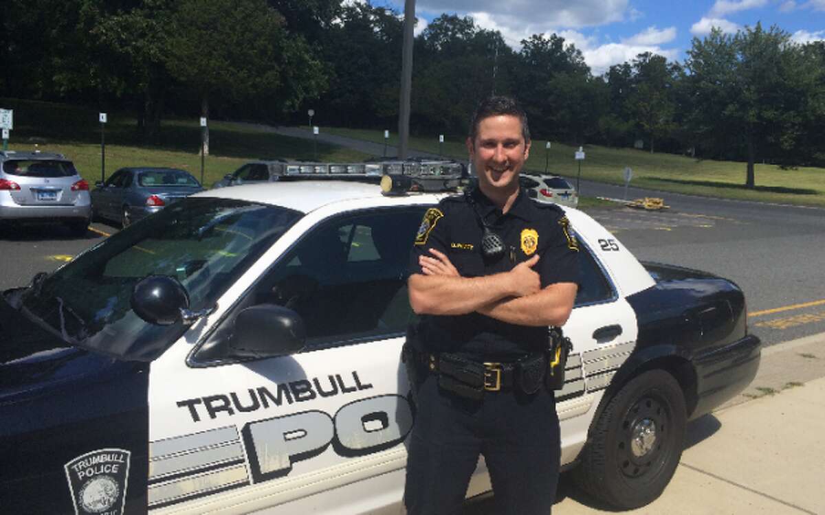 Officer Blake Petty aims to become a familiar face around Trumbull High School. — Donald Eng photo