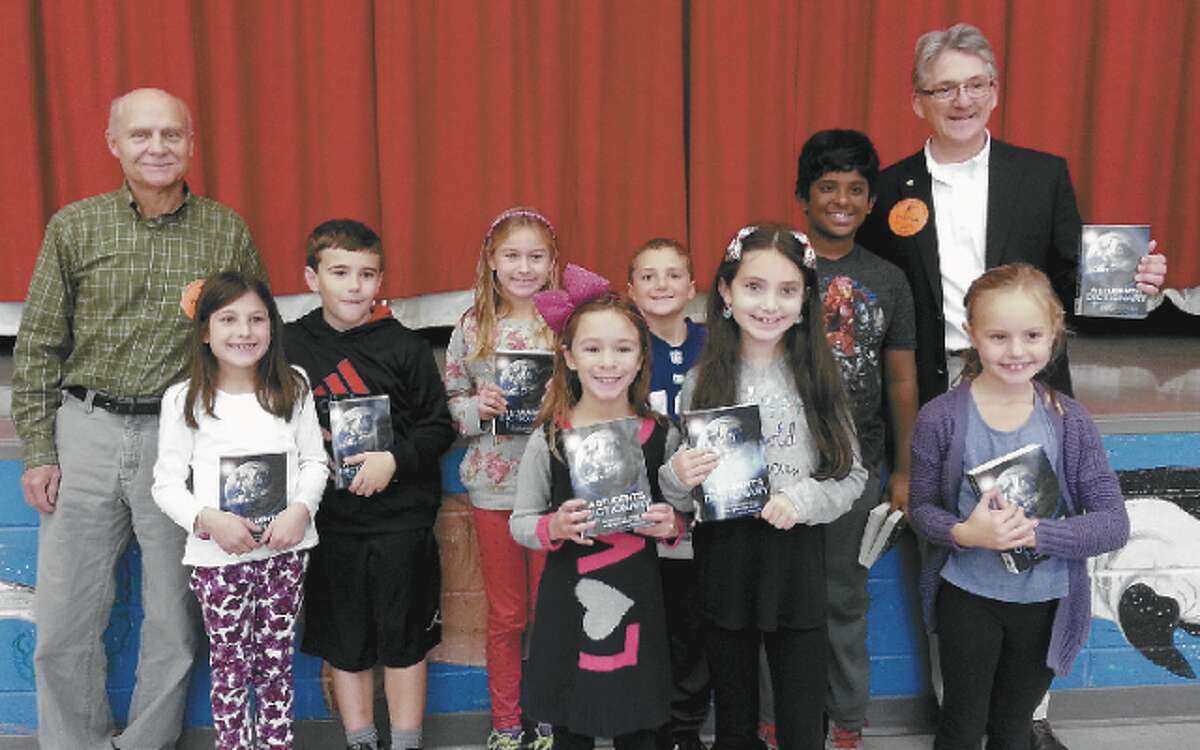 Rotarians distributed dictionaries to every third grader in Trumbull last fall, visiting every classroom for the annual “Read Aloud Day.”