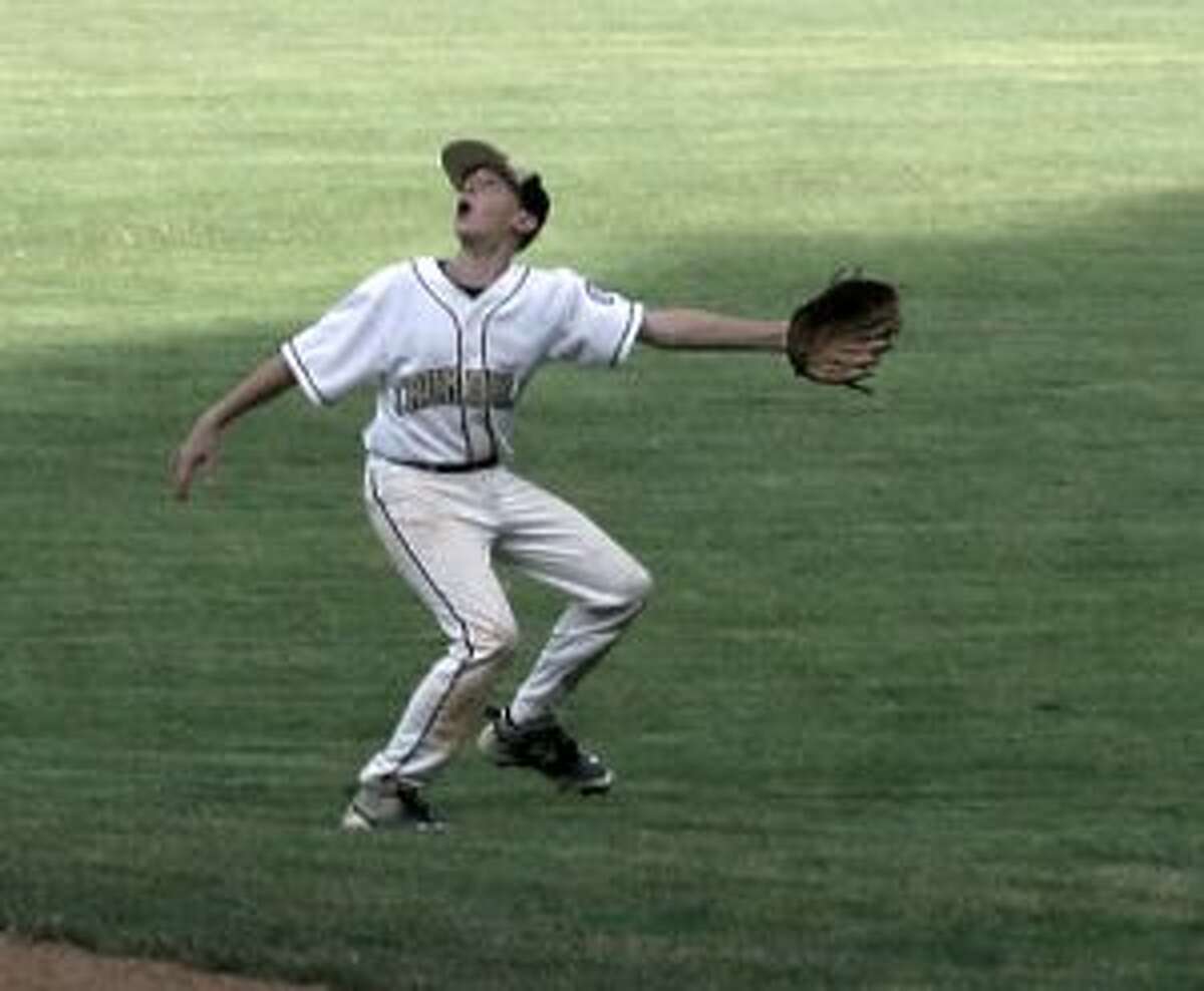 Jack Allen calls for the ball before making a catch to end the fourth inning.