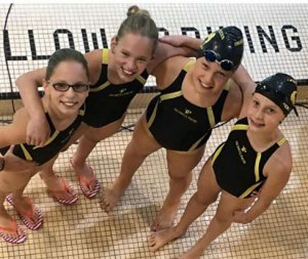 Trumbull Pisces 10U’s Loralai Dale, Caitlyn Dale, Kristen Racicot and Audrey Kehley took first in the 200 free and 200 medley relays.