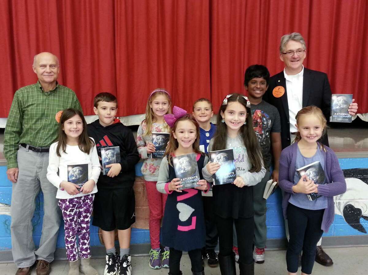 Rotarians distributed dictionaries to every third grader in Trumbull last fall, visiting every classroom for the annual “Read Aloud Day.”