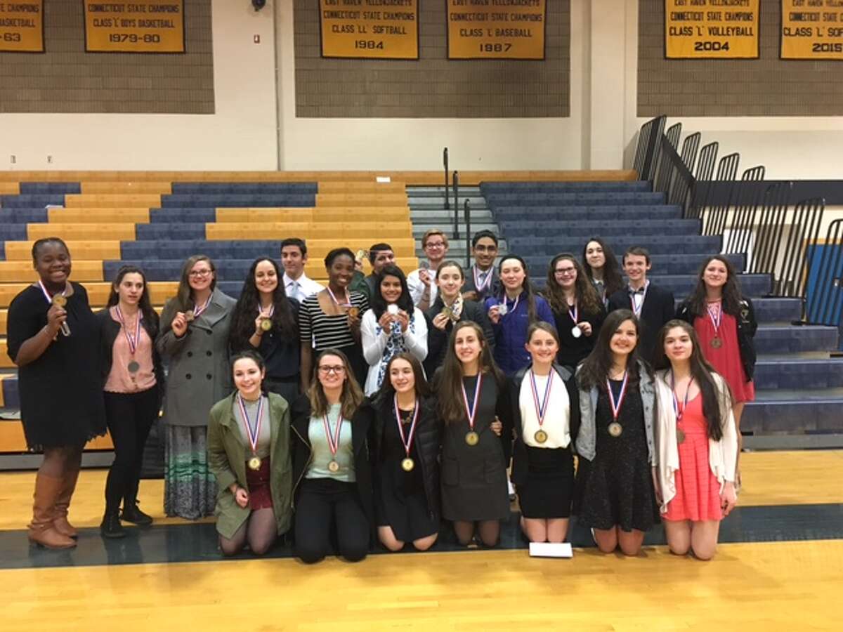 COLT Award Winners pose for a picture earlier this spring at East Haven High School.