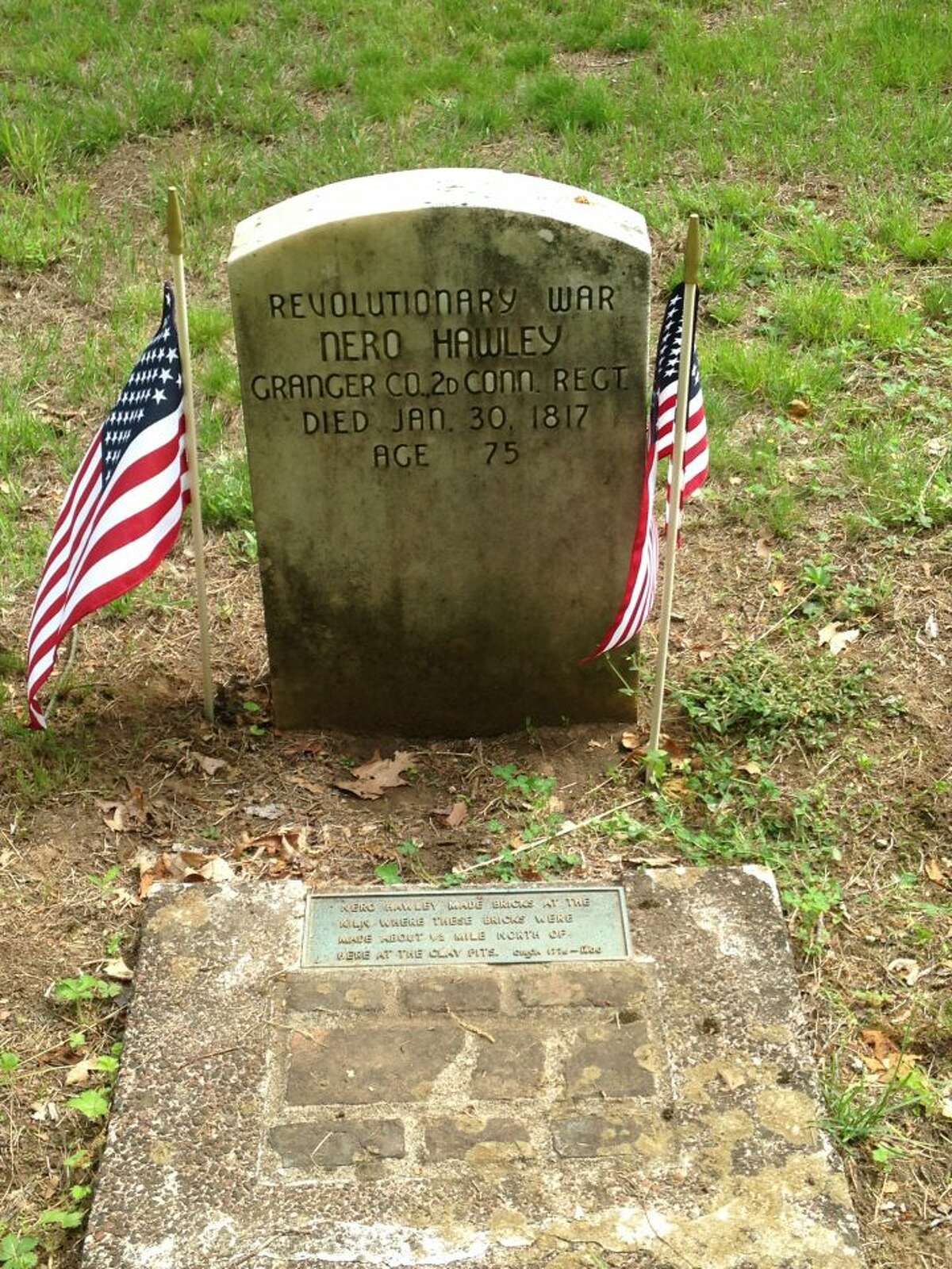 The grave of Nero Hawley, who was buried in the cemetery back in the 1800s after fighting during the American Revolution in 1776 and 1777. — Angela Fortuna photo