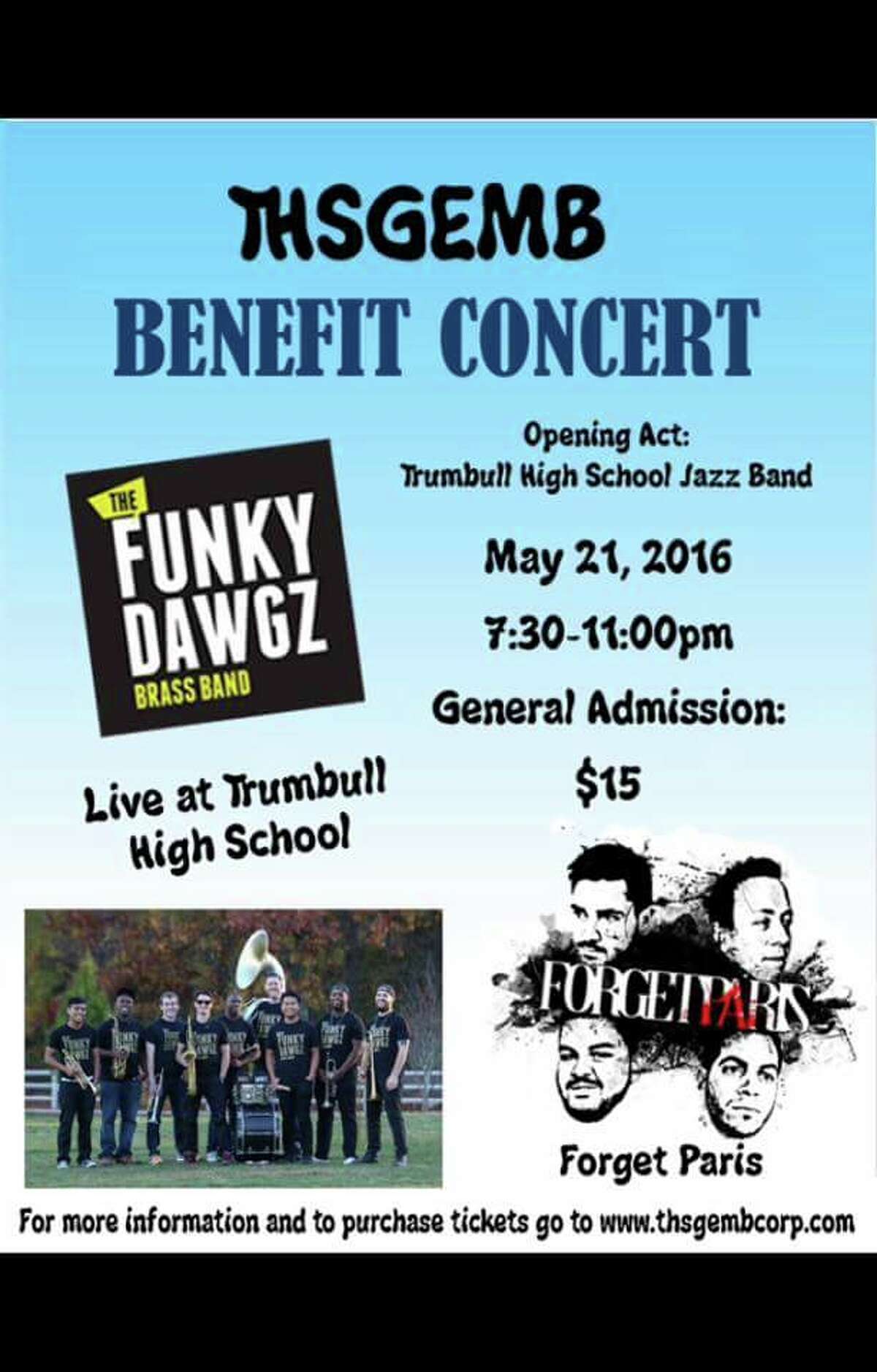 A poster for Saturday night's concert at Trumbull High School.