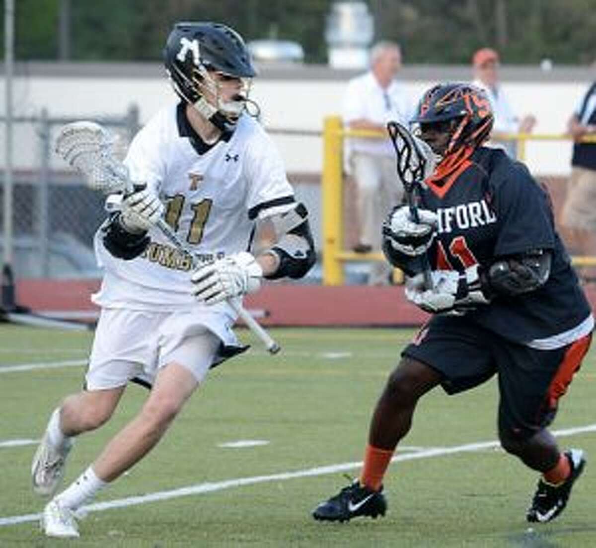 Jack Fairfield advances the ball during the match with Stamford High. - Andy Hutchison photo