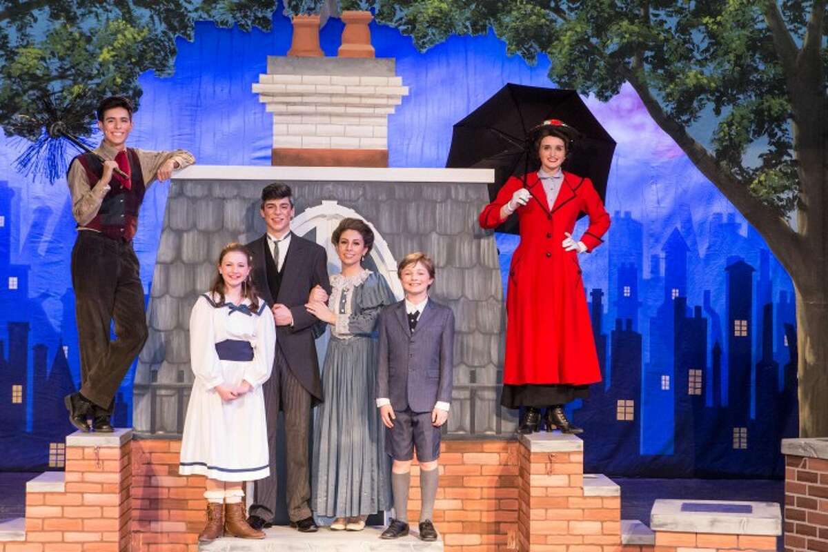 Trumbull residents Anais Anderson, Isabella Brinkman, and Christopher McGoldrick join Noah Vaca of Southport, Richard Guinta of Fairfield and Hannah Ericksen of North Haven on stage for the Christian Heritage School’s production of Mary Poppins. Anderson will play the title character, while Brinkman is playing Banks and McGoldrick is reprising his role of Michael Banks, which he played in the Trumbull Youth Association's production of the play in summer 2015.
