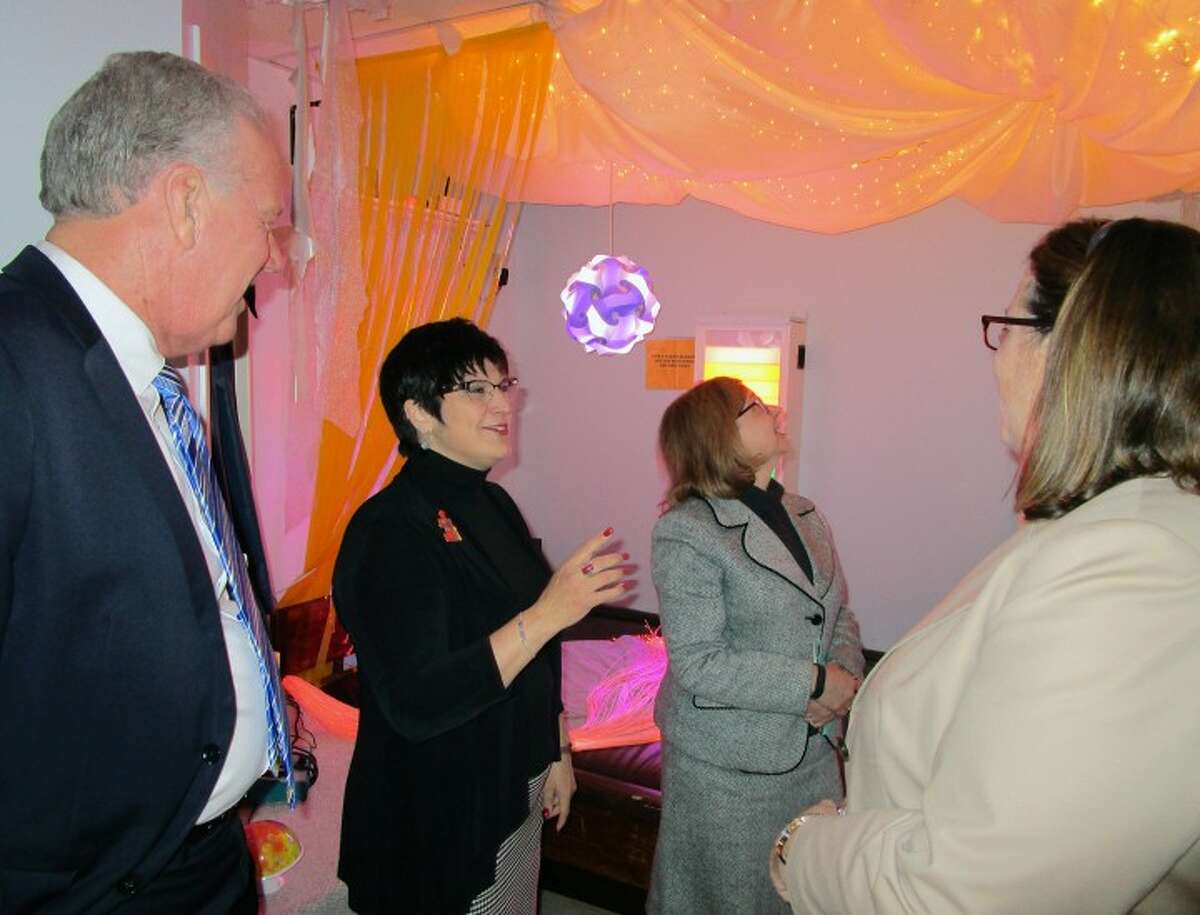 President/CEO Baldwin, Bureau Chief Rodriguez, Commissioner Wentzell and Deputy Commissioner Cohn, visit one of the Feroleto Center’s multi-sensory rooms