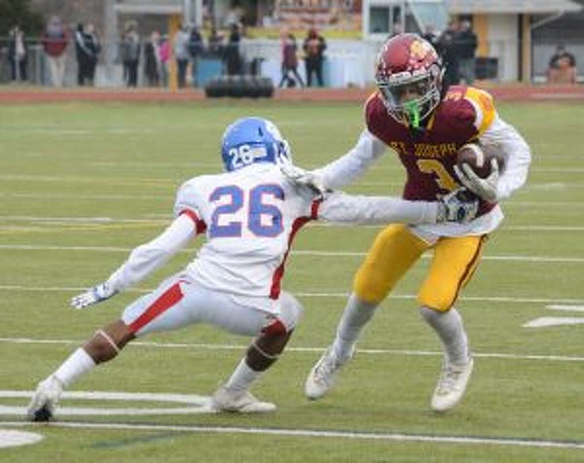 Jared Mallozzi caught three touchdowns passes in St. Joseph's Class S semifinal win over Rocky Hill. - Andy Hutchison photo