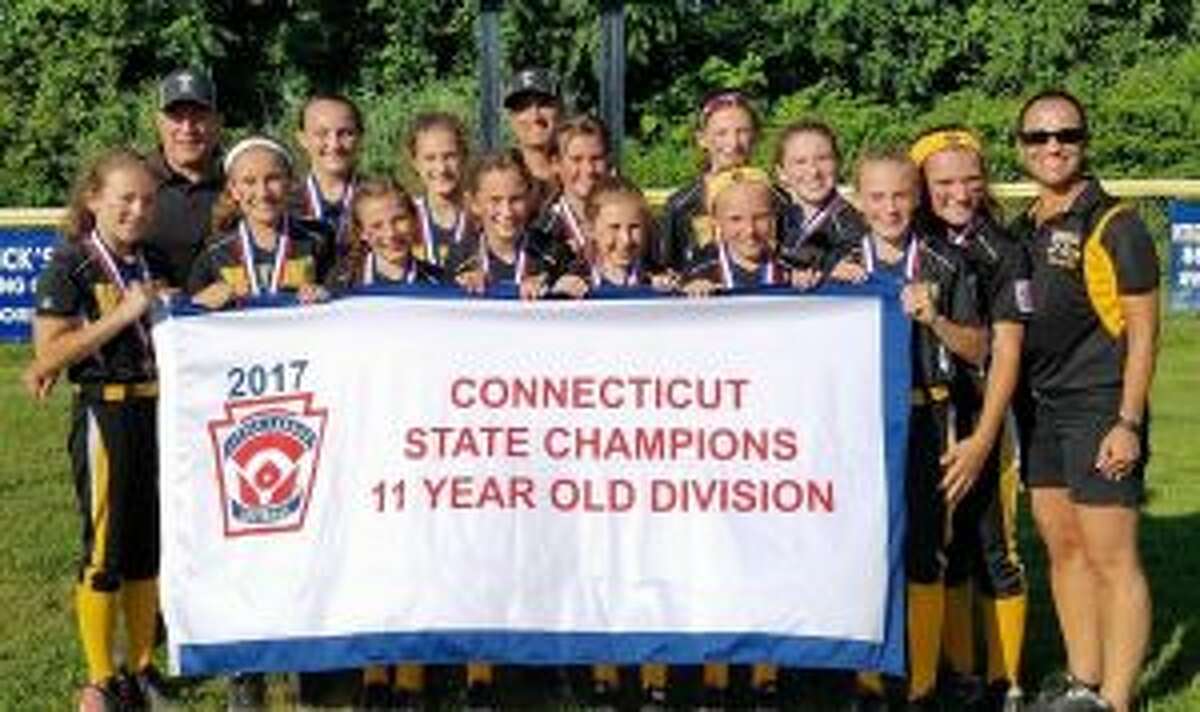 Members of the team (front row) are: Maddy Capone, Julia Masiak, Maura Carbone, Lia Goldstein, Ava Rose, Caroline Cummings and Kayla Barbagallo; (second row) coach Charlie Langworth, Lianna Weaver, Bella Socci, manager Tony Socci, Catie Langworth, Emma Turiano, Brooke Rubush, M.J. Goncalves and coach Kristen Rubush.