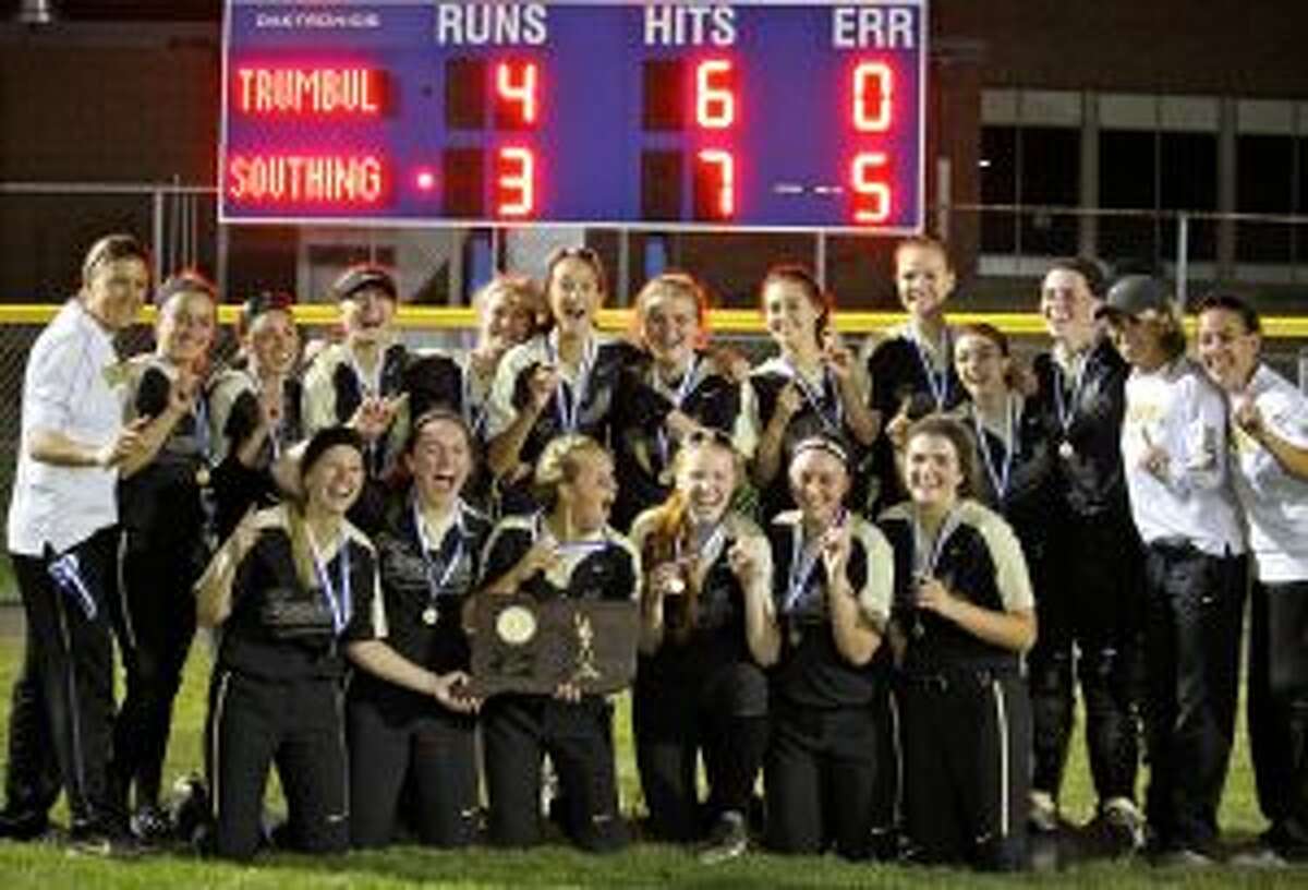 Trumbull High softball earned its first state championship, and was named the No. 1 team in the final state poll. Team members are Briana Giacobbe, Camryn Gruner, Julia Huzi, Ava Dunn, Emily Gell, Alexa Adinolfi, Maggie Coffin, Courtney Fairchild, Haley Komorowski, Erica Fluskey, Ally Szabo, Lea Thompson, Delilha DeStefano, Meghan Geraghty, Stephanie Liptack and Taylor Brown. Head coach Jacqui Sheftz was assisted by Erica Christopher, Marylu Matott and Kelley Larsen. - Terry Dinan photo