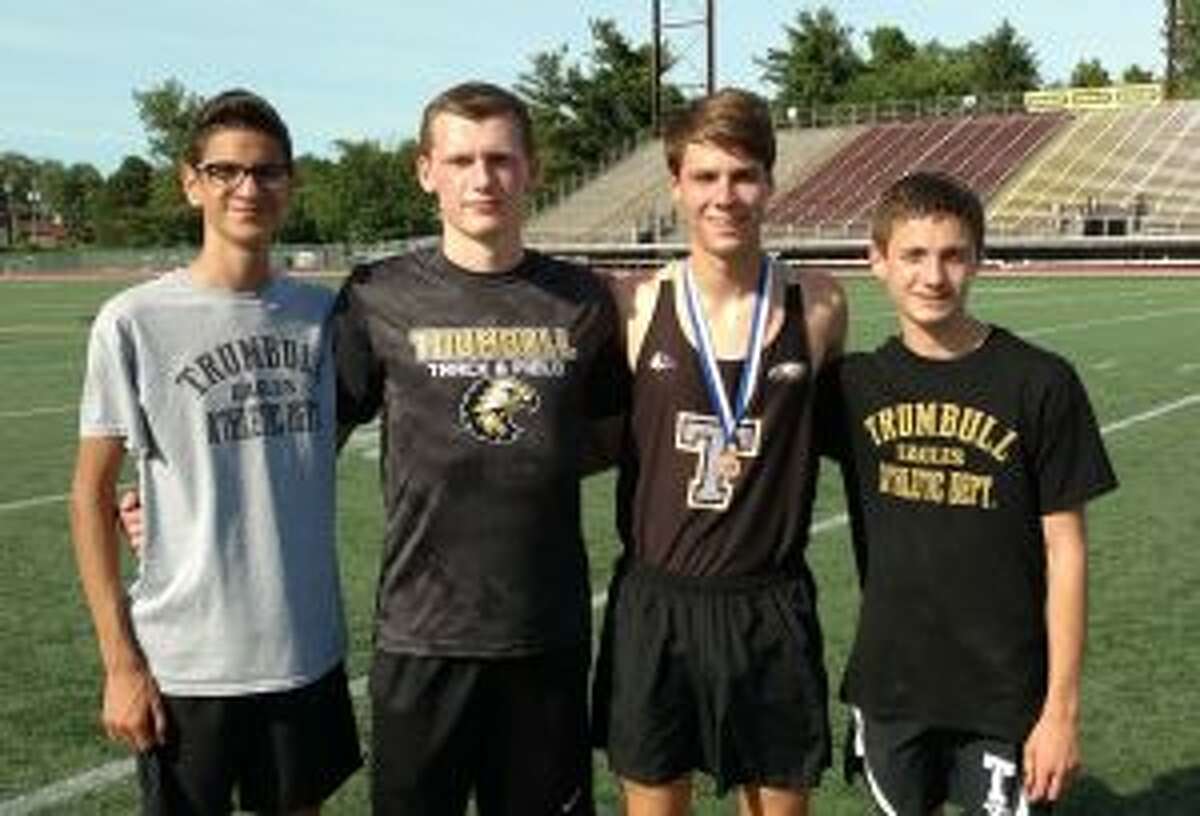 Owen Hopwood, Charlie Taubl, Matthew Seuch and Chris Lapore competed at the CIAC steeplechase event.