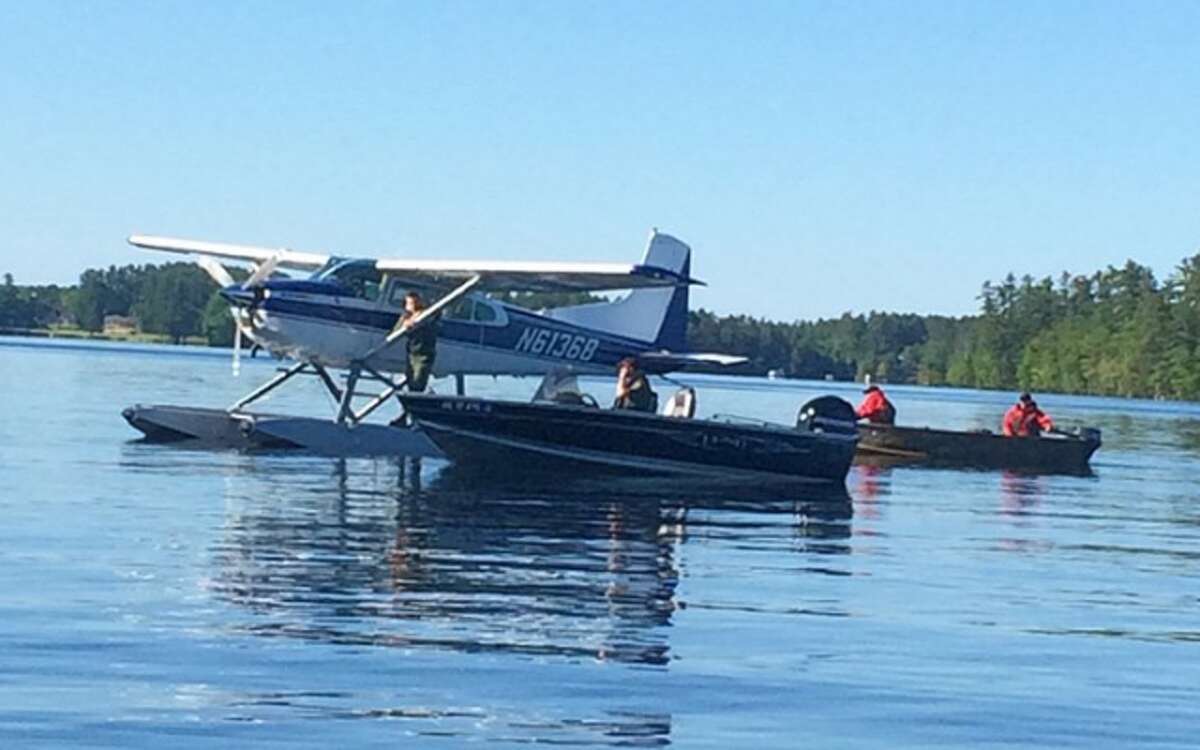 A search plane and numerous boats were used in the search for Christopher Hughes. - Maine Warden Service photo